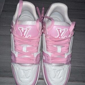 Louis Vuitton Women's Pink and White Sneakers